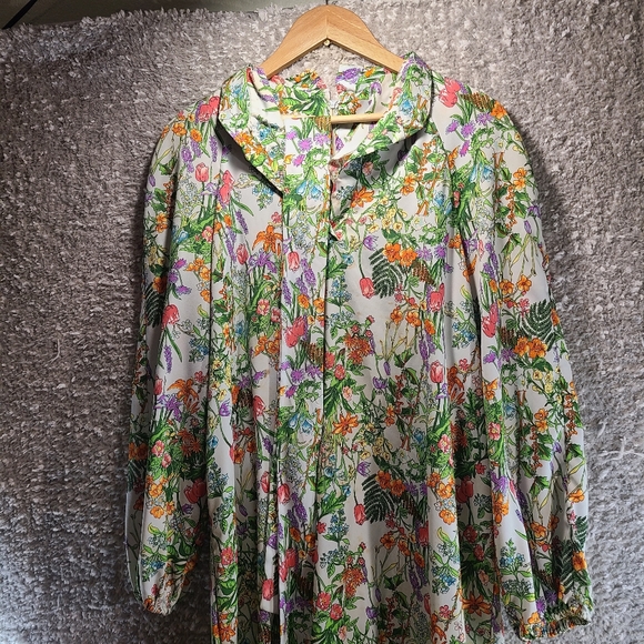 Vintage Concept Swirl 70s Bonwit Teller Floral Maxi Dress back Zip Read - Picture 3 of 16